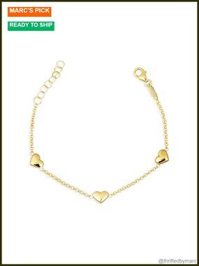 14K Yellow Gold Heart Charm Bracelet 5"